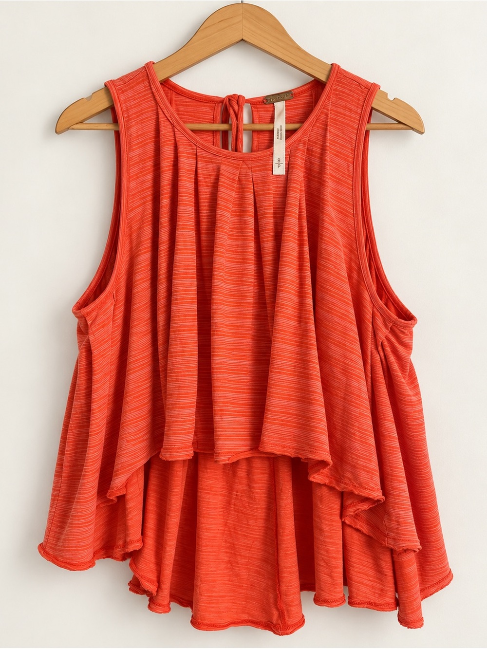 Free People Coral-Orange Layered Sleeveless Tank